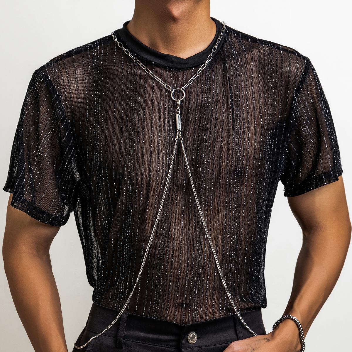 

Ingemark Rock Multilayer Metal Tassels Waist Belly Chain Necklace for Men Punk Silver Color Summer Party Beach Club Body Jewelry