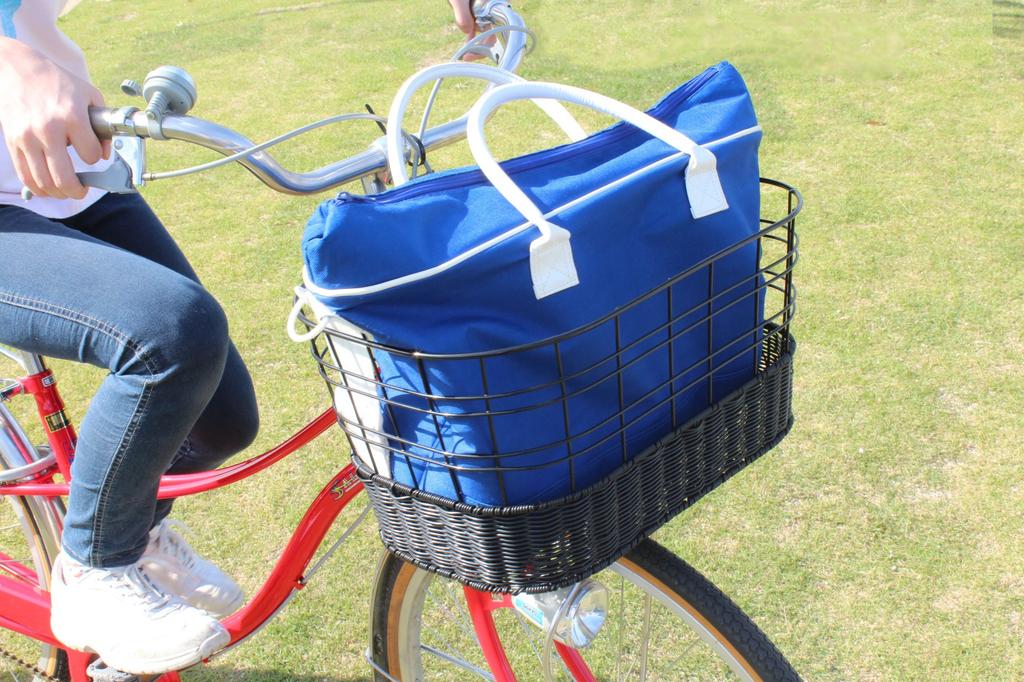 Sentan Bicycle Front Rattan Style Woven Wide Basket with Mounting Hardware Black X Brown AMICOLA.F AMC-W500