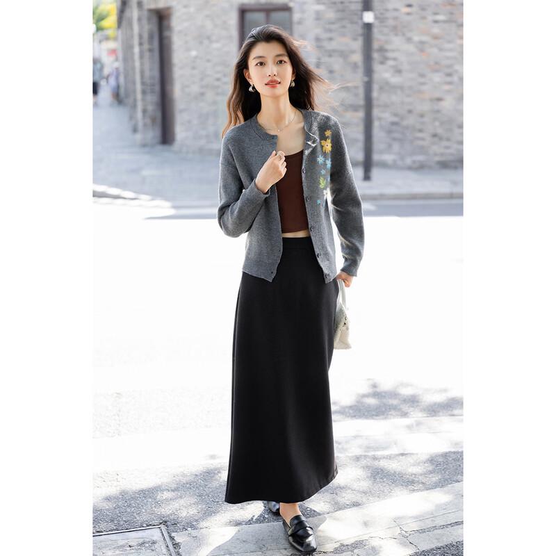 MKN Women's Embroidered Floral Knit Cardigan Sweater