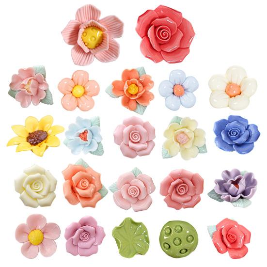 Keramisk blomma med stjälk Realistisk handgjord konstgjord blomma Hem Kontor Vardagsrum Vas Färgglad falsk blomdekoration