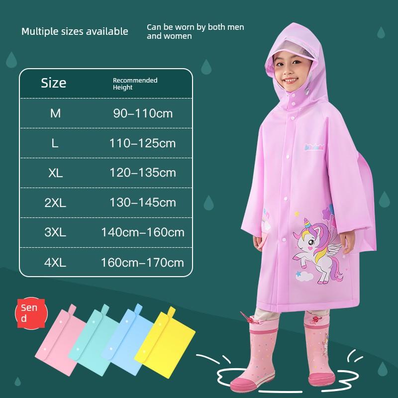 Kids Raincoat with Schoolbag Position Cartoon One-Piece Extra Large Raincoat for Primary and Secondary School Students Waterproof Cycling Boys and