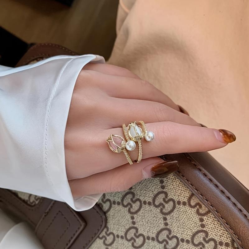 Tulip Bud Ring Fashion Niche Design Ring Ring Finger Jewelry Teenager, for Teenager, For Teenager