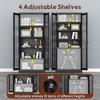 Black Glass-Door Lockable Display Cabinet with 4 Adjustable Shelves, Ideal for Liquor, Books, and Living Room Storage