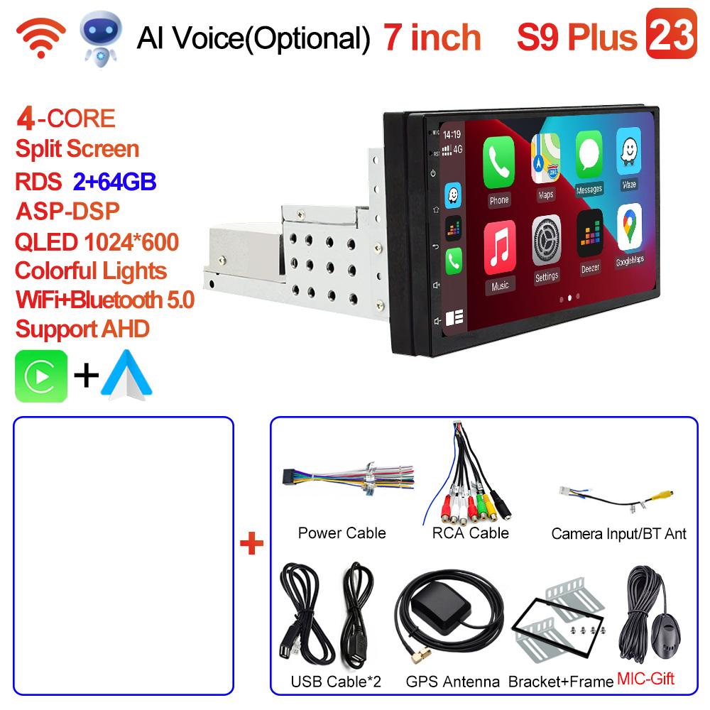 7'' 9'' 10'' 8Core Android 1Din Car Multimedia CarPlay Universal Navigation GPS 1 DIN Headunit Auto Radio Audio Stereo Dvd