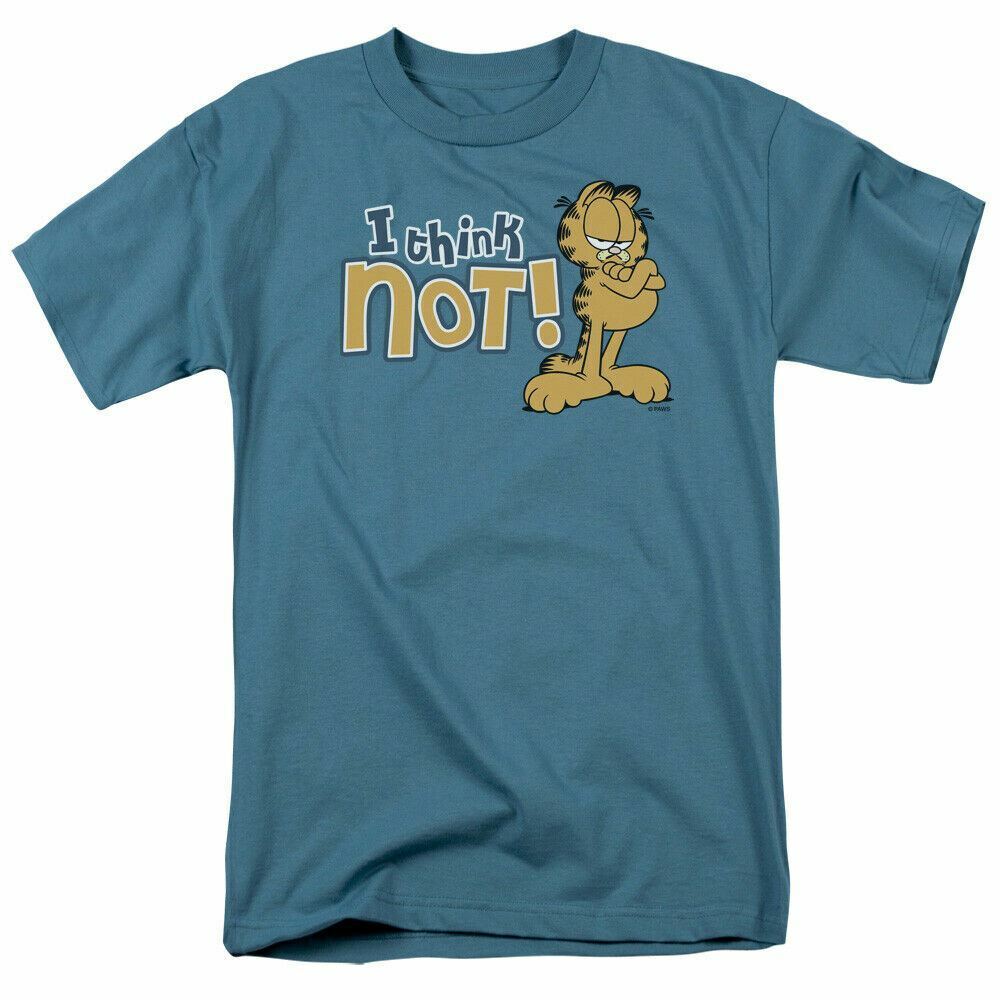 26 Garfield I Think Not T Shirt Mens Licensed Odie Cat Jim Davis Comic Tee Slate Unisex T-Shirt M