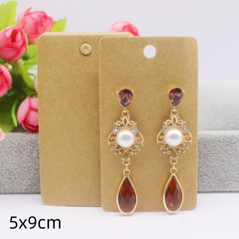 Lot de 50 cartes multi-formats en papier blanc/kraft, pour boucles d'oreilles, colliers et bijoux