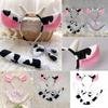 Koe Kostuum Accessoires Set Hoofdband met Hoorns Strik en Staart voor Halloween Cosplay