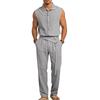 Men's European Summer Linen Sleeveless Shirt & Long Pants Set - Breathable & Trendy Two-Piece