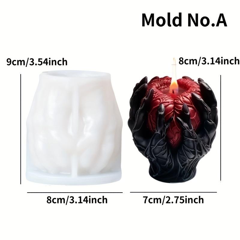 3D Halloween Holding Heart Scented Candle Silicone Mold Different Styles Holding Heart Shape Candle Mold Halloween Holiday Decor
