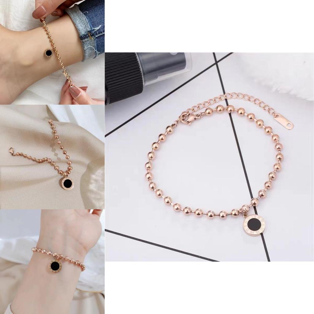 Fashionable Rose Gold Titanium Steel Women's Bracelet With Geometric Shapes