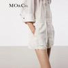 MO&Co. Ripped White Denim Short Overalls