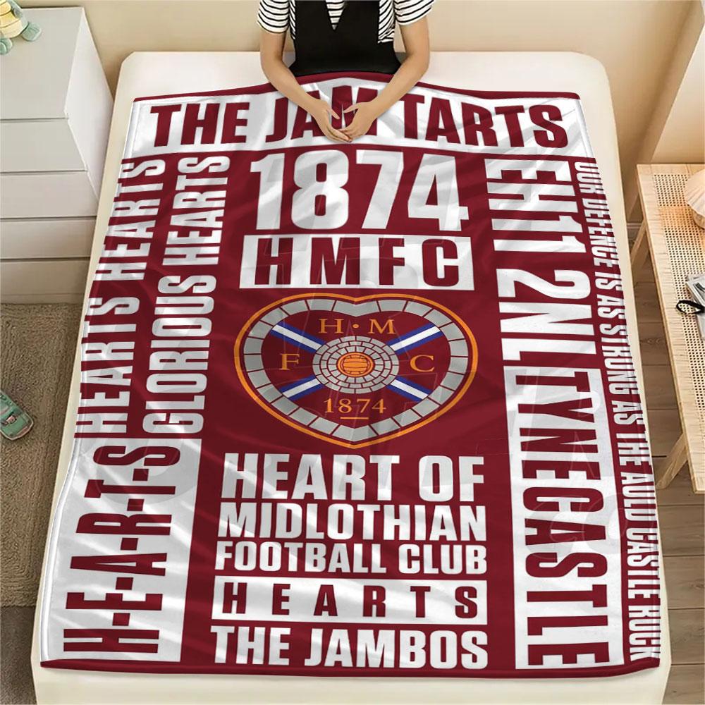 1 pièce Couverture en flanelle à motif du Heart of Midlothian Football Club Convient à toutes les saisons pour la décoration intérieure Chaleur et confort Cadeaux Cadeau de vacances