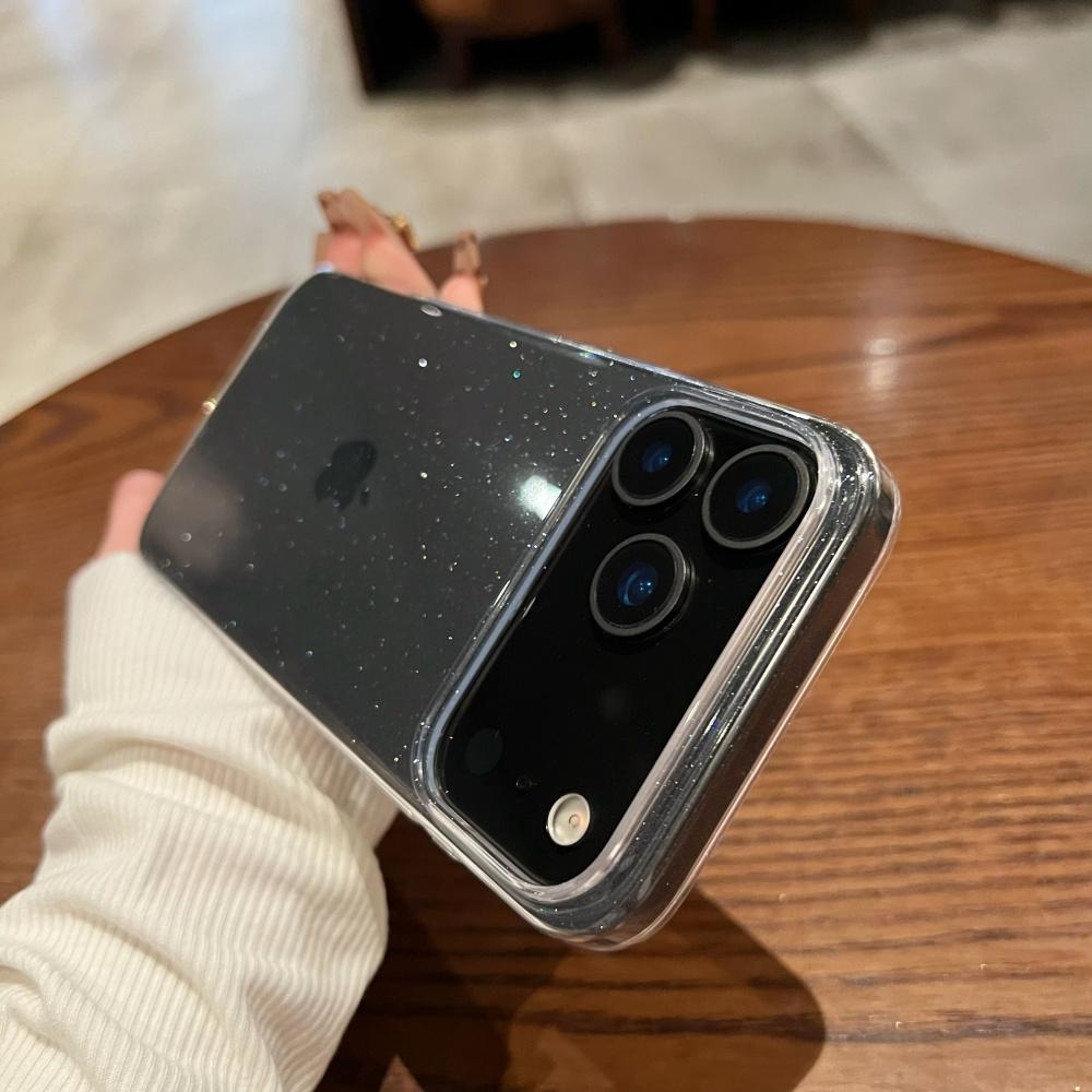 Shiny Transparent Glitters Phone Case For iPhone 17 Air 16 15 14 Pro Max Plus Ultra Thin Hard PC Armor Shockproof Cover