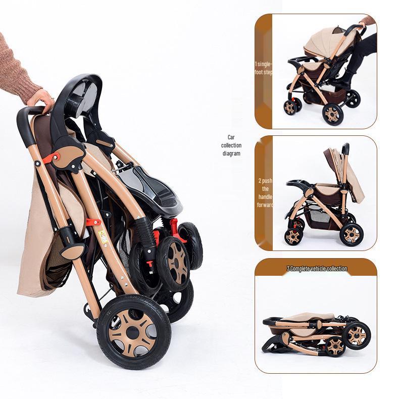 Lightweight Two-Way Baby Stroller: Foldable, High Landscape Design for Sitting or Lying Down, Ideal for Newborns