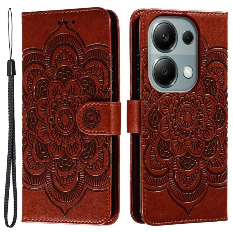 For Xiaomi Poco M6 Pro 4G/Redmi Note 13 Pro 4G Case PU Leather Mandala Imprinted Design Wallet Phone Cover