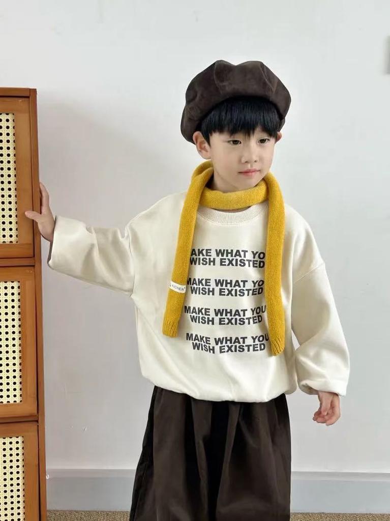 Fashion Blogger~ Korean ins Children's Small Scarf Autumn and Winter Foreign Style Fine Scarf Trendy Children's Babies Wear Scarves