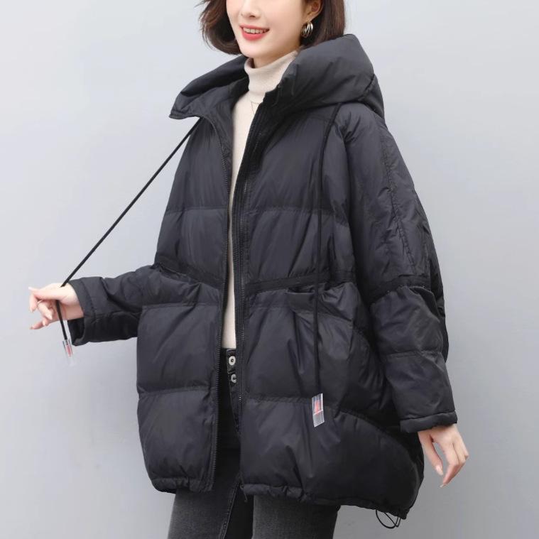 Women's Mid-Length Down Jacket 2024: Winter Loose Fit Plus Size Thickened White Duck Down Coat for Middle-Aged Moms