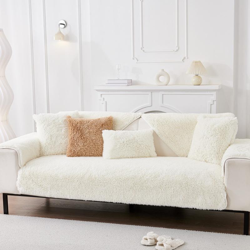 

Cream Wind Thickened Fox Hair Sofa Cushion Autumn And Winter New Leather Sofa Non-Slip Special Seat Cushion Cover 70*70cm