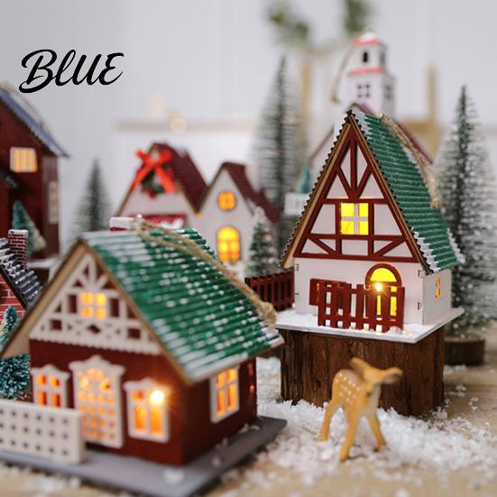 Winter Wonderland Room Decor Christmas Village House Decoration Light Up Snow Scene Mini Illuminated Miniature Figurine Rustic Holiday Tabletop
