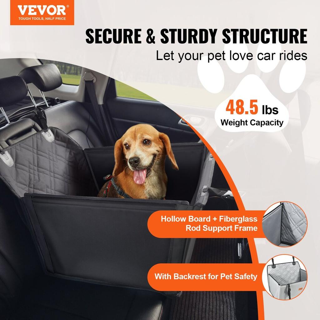 Dog Booster Car Seat Pet Car Seat for S M L Dogs Up To 48.5 Lbs Black