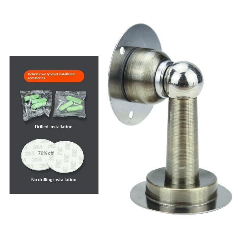Stainless Steel Magnetic Door Stopper Drill & No Drill Installation Residue-free Adhesive Door Holder for Rental House