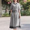 ZANZEA Women Short Sleeve Blouse and Long Skirts Grid Print Two Piece Sets
