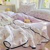 Kapok wrinkled double-layer yarn ruffle leaf edge summer quilt four-piece set washing machine washing air conditioner quilt