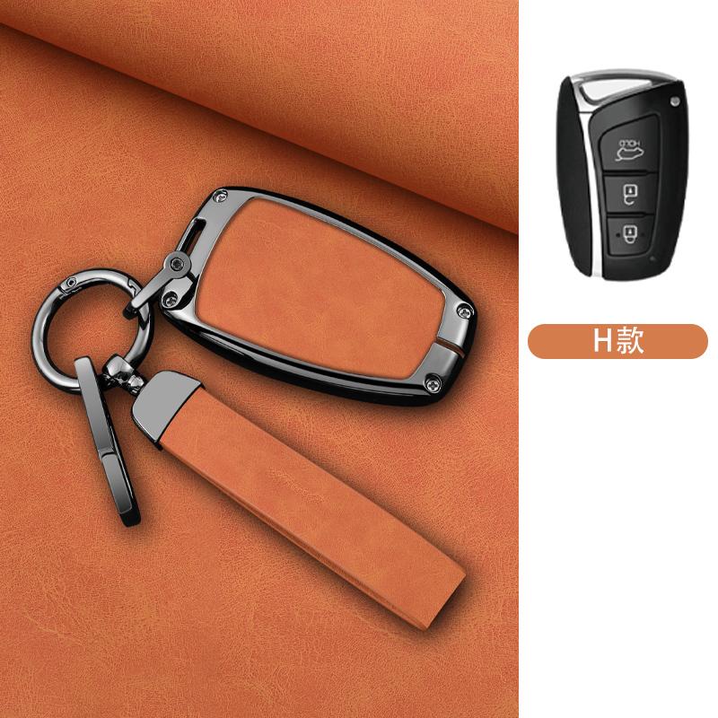 Zinc Alloy Leather Car Key Fob Case For Hyundai Grand Santa Fe 3 Dm Ix45 Ix35 Genesis Dh Grandeur Azera Hg Equus Key Fob Case