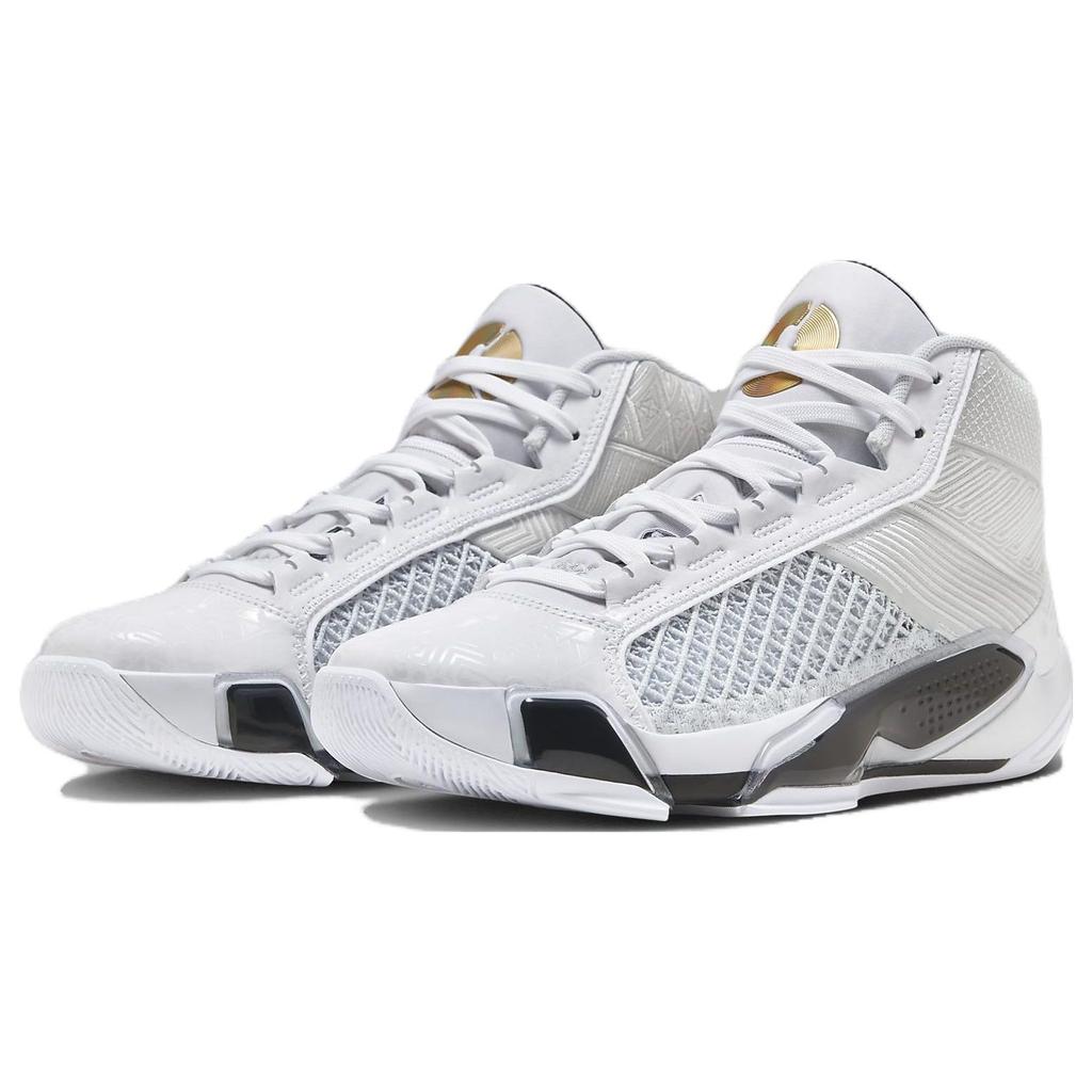 Air Jordan 38 PF FIBA Men Sneakers White Pure-Platinum Metallic-Gold FN7482-100