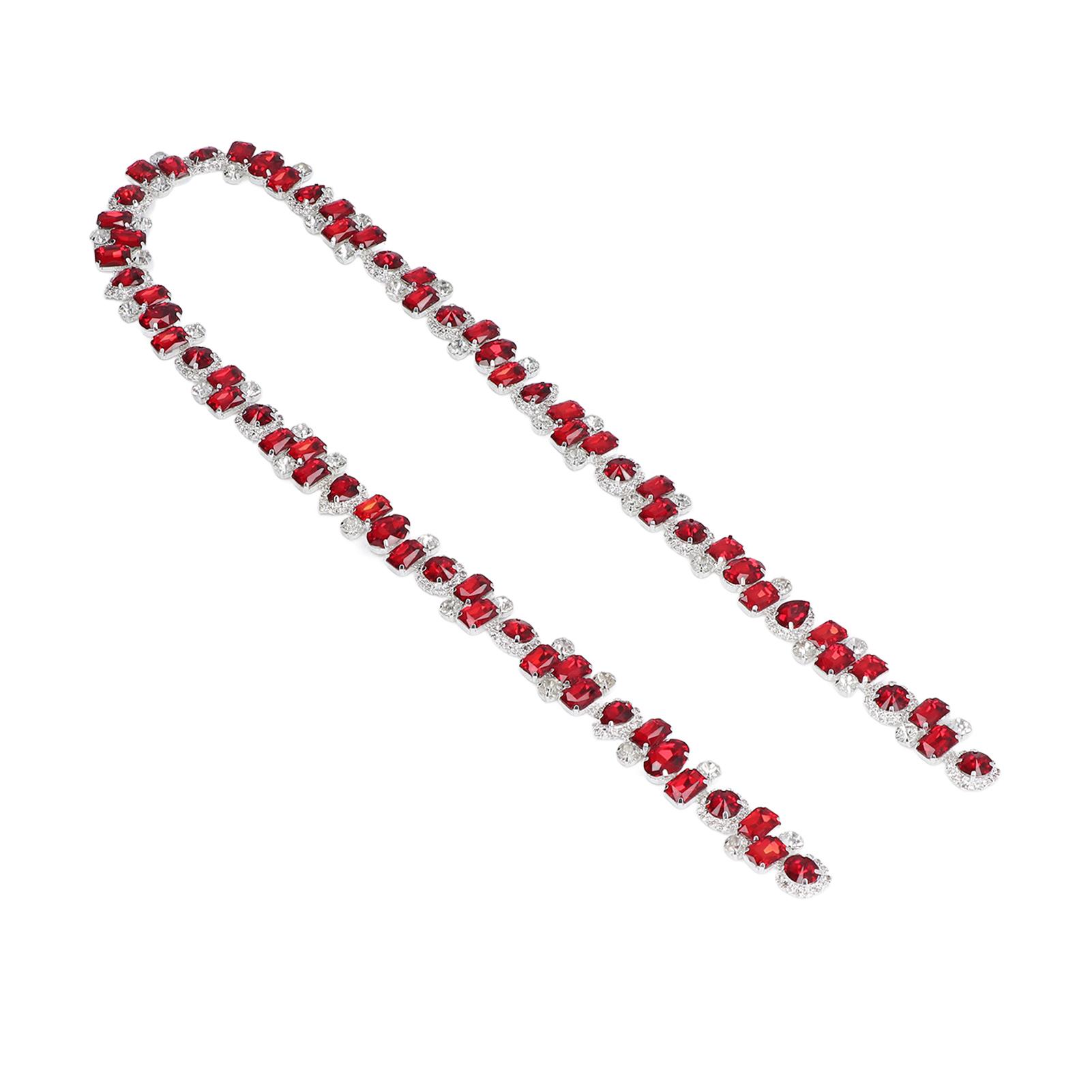 

Rhinestone Trim 1 Yard Bright Color Fadeless Wear Resistant Thick Eye Catching Wide Application Rhinestone AppliqueRed червоний