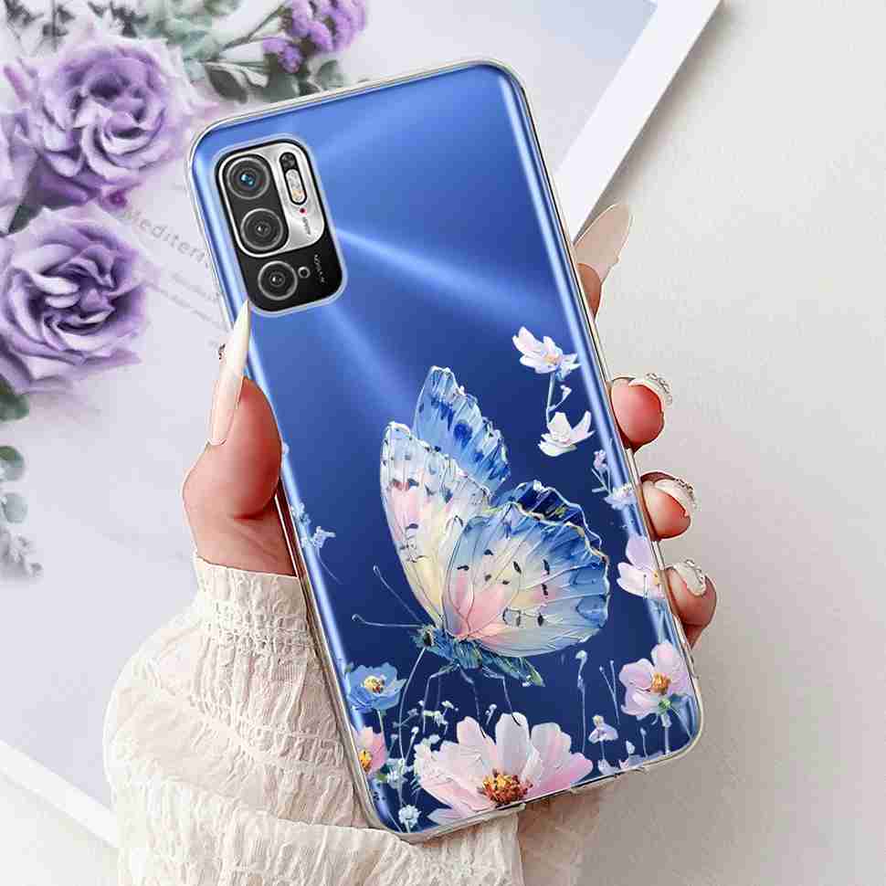 For Redmi Note 10 5G Case Fashion Rose Bow Soft Silicone TPU Back Cover For Xiaomi POCO M3 Pro 5G 6.5" Shockproof Phone Cases