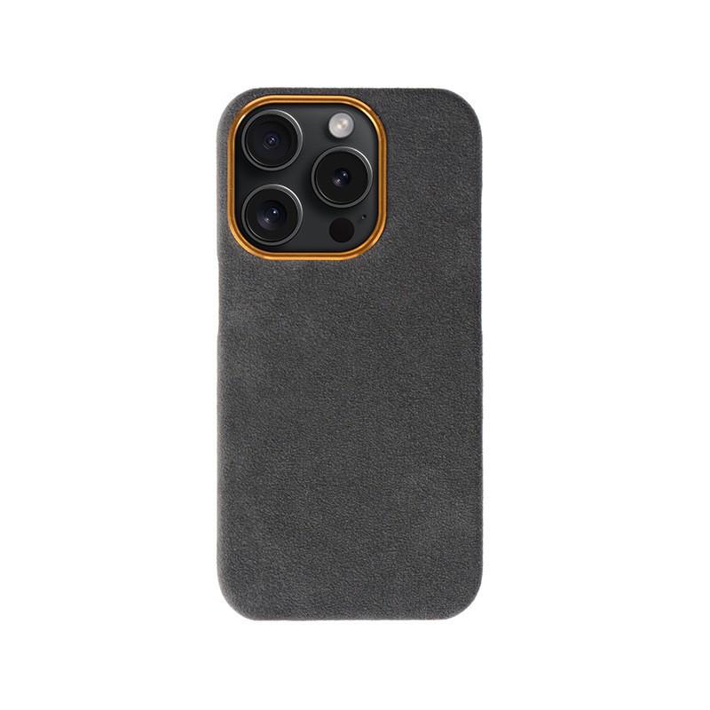 Phone Case IPhone 15 Pro Metal Buttons Alcantara Material Strong Magnetic Large Opening