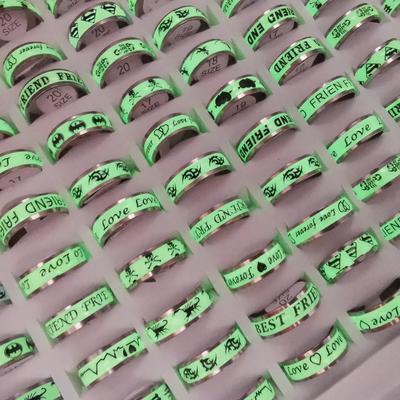 20Pcs Stainless Steel Glow-in-the-dark Ring Jewelry Couple Rings