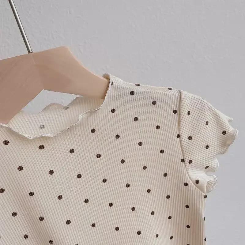 Girl's Polka Dot Summer Pajamas - Stylish Two-Piece Home Wear for Children EMA