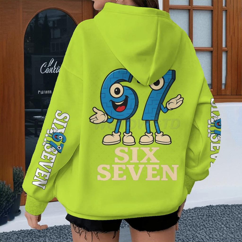 Men Women Meme Six Seven Hoodies Vintage Long Sleeve 67 Theme Streetwear Loose Six Seven Fun Couple Hoodie