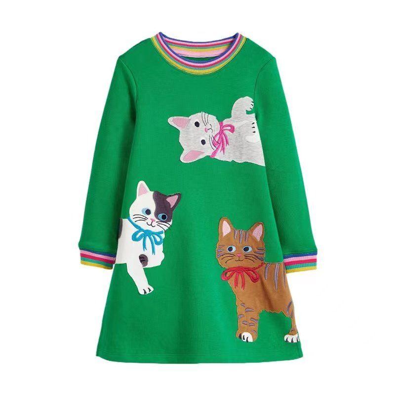 European and American Kitty Autumn Girls Medium and Large Children's Dresses