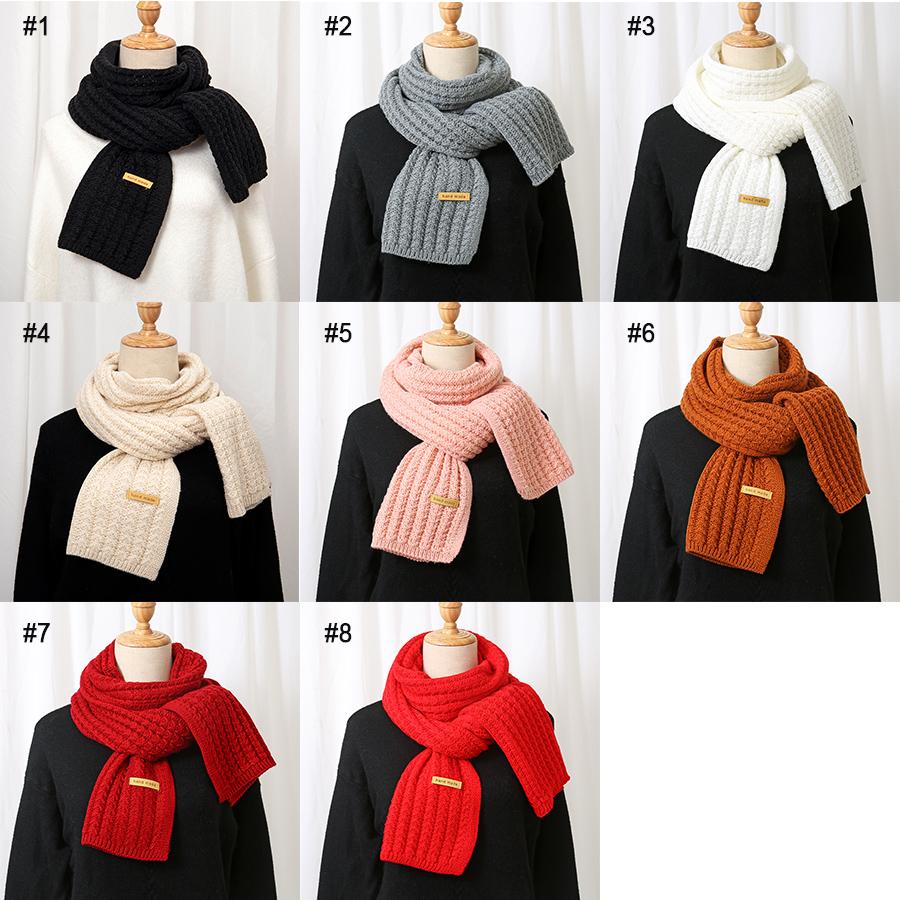Solid Color Knitted Cotton Scarf For Woman Winter Warm Shawl Fashion Wool Muffler Soft Thick Neckerchief Wraps New Design