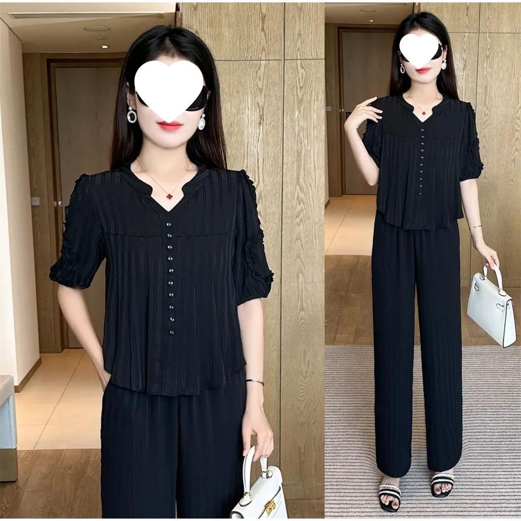 Ästhetisches Seiden-Mode-Set für Damen - Sommer Elegantes Mutterkleid - Leichtes Stilvolles Lässiges Zweiteiliges Set