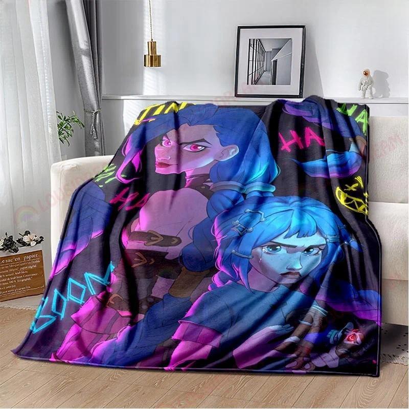 Game Jinx Arcane League of Legends Blanket Picnic Blanket Warm Comfortable Home Travel Birthday Custom blankets