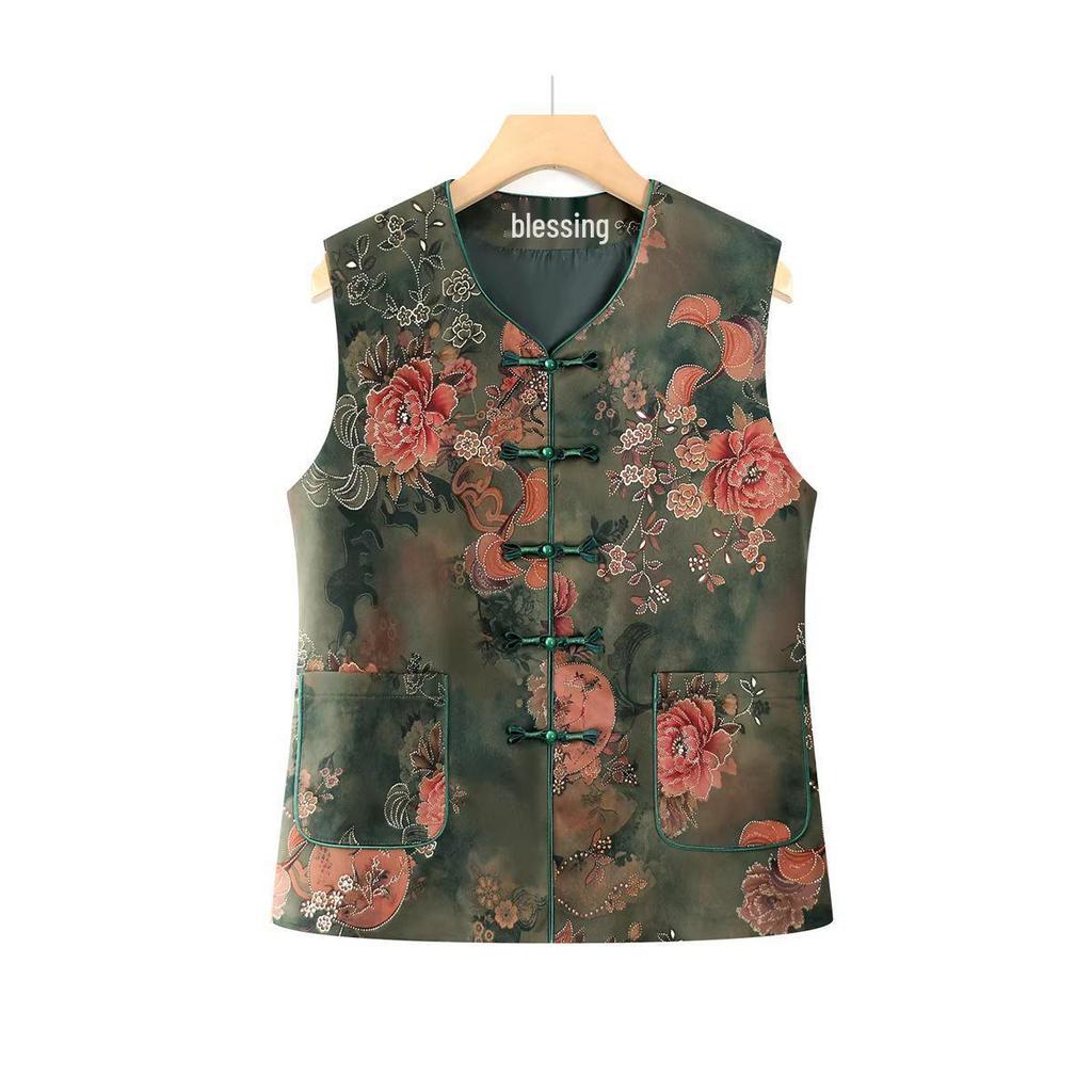 Women's Tang Suit Vest: Spring/Autumn Style for Middle-aged/Elderly, Grandma/Mother's Cardigan