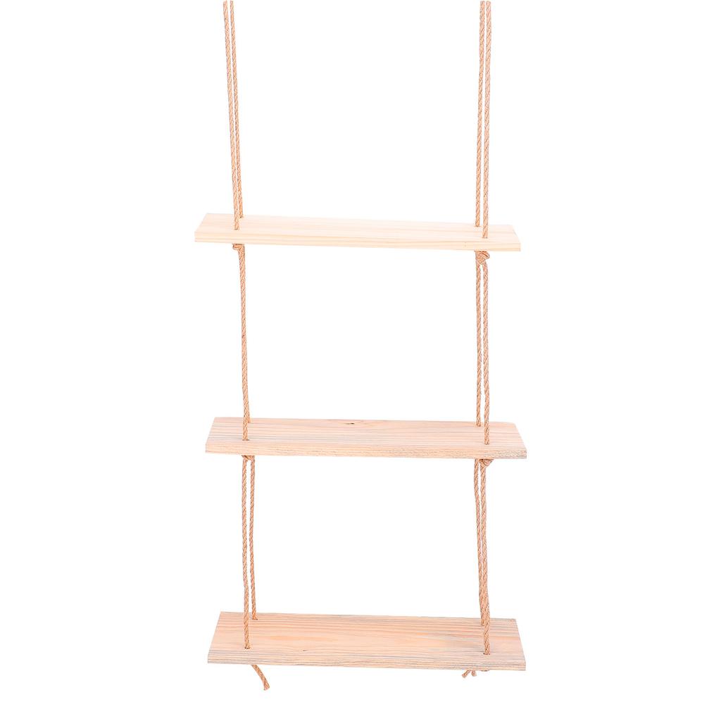 3 Pack Wooden Wall Shelf Set Floating Shelves for Bedroom Bathroom Kitchen Storage with Rope Easy Installation Holds Wall Hanging Rack