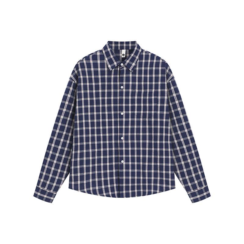 In Autumn, That Is A Plaid Long-Sleeved Shirt, Hong Kong Style Men'S Casual Loose Lapel Shirt.