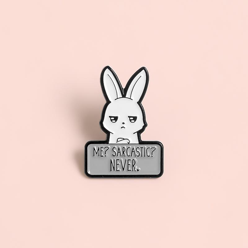 Buy Sarcastic Bunny Enamel Pins Meme Funny Rabbit Cute Animal Feminism