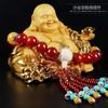 One of the Seven Lucky Is a Gold Figurine Designed To Ward Off Bring Good and This Feng Shui Ornament Is Perfect for Entryway Auspicious Car and Tea