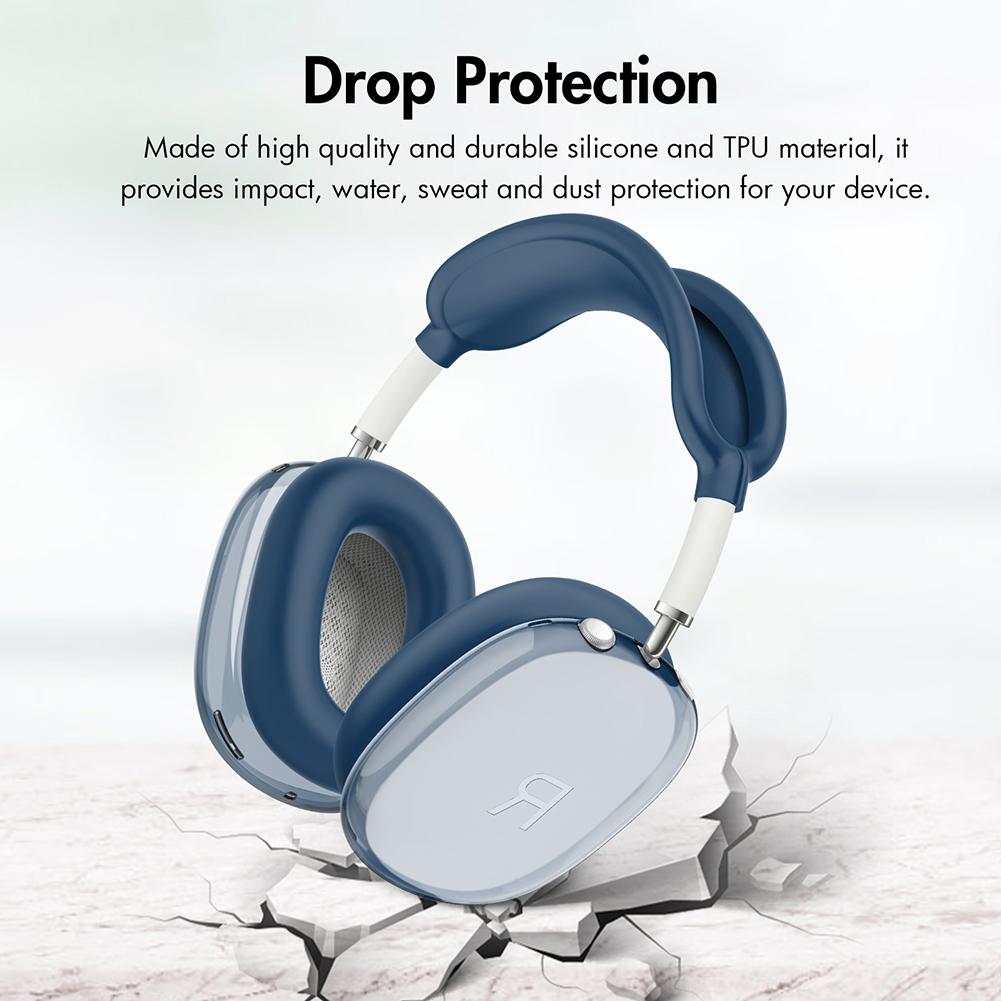 4 in 1 Silicone + TPU Clear Cover Case Shockproof Ear Pad Ear Cups Headband Cover Ear Cushion/Ear Muff Protector for AirPods Max