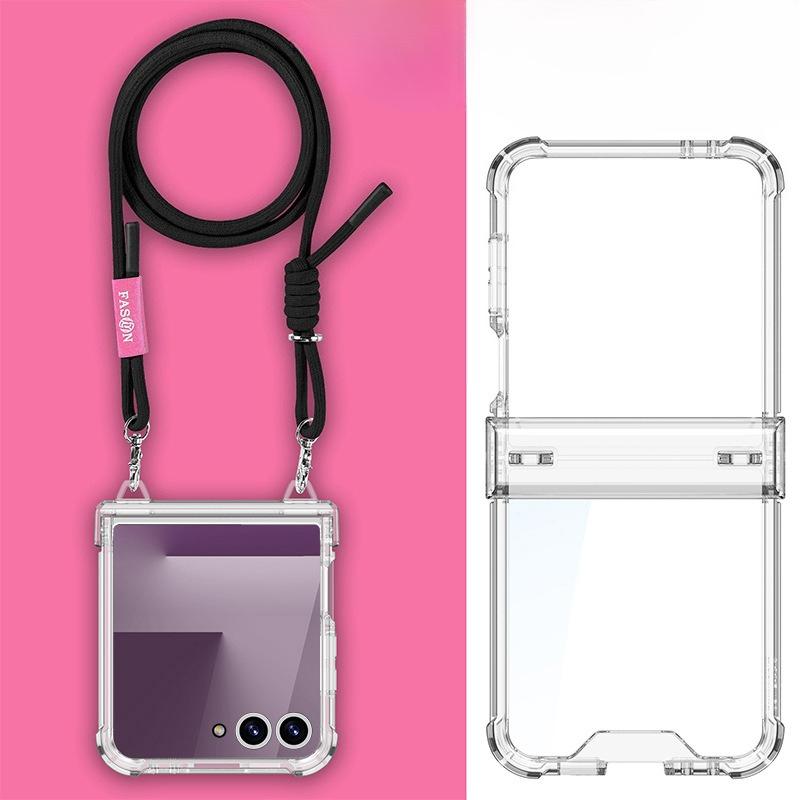 Pouzdro na mobilní telefon Samsung Z Flip7 Airbagový hřídel Plně zabalený ramenní popruh Flip7 Tpu Průhledné pouzdro