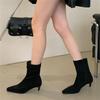Pesstwei Street Fashion Designer Pointed Toe Ankle Boots Women Modern Vintage Autumn Winter Zipper Thin Low Heel Shoes Size: 40
