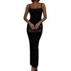 Elegant Solid Color Suspender Square Neck Dress for Women, Slim-fitting Hip-wrapped Side Split Dress, Sexy and Thin Dating Party