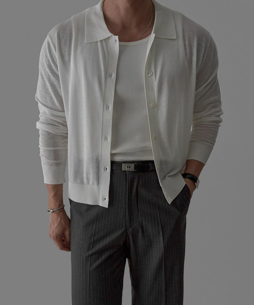 Bowlow Product Linen Collar Crop Cardigan [Ivory]