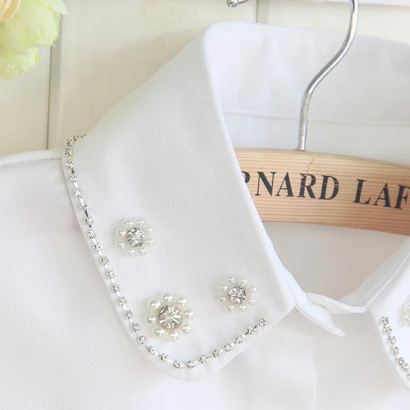 Perfect Match Fashion Womens False Fake Collar Tie Solid Chiffon Lapel Necklace Decoration Crochet Detachable Collar Female Shirt Collar